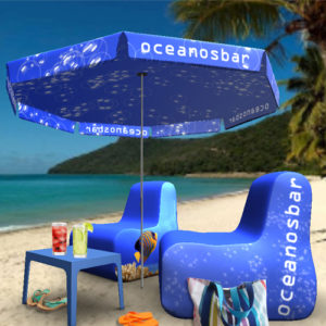 Parasoles publicitarios circulares o cuadrados